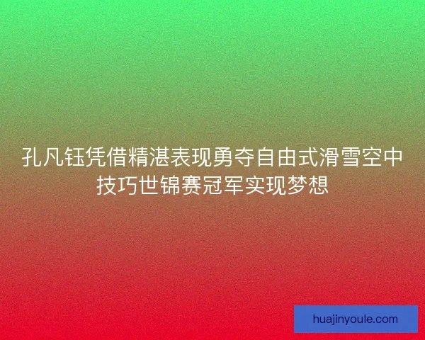 孔凡钰凭借精湛表现勇夺自由式滑雪空中技巧世锦赛冠军实现梦想